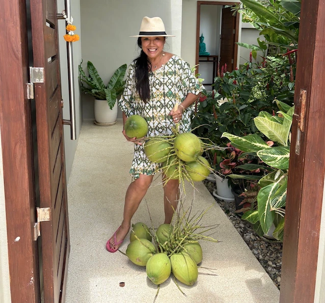 Parichart at home with fresh coconuts